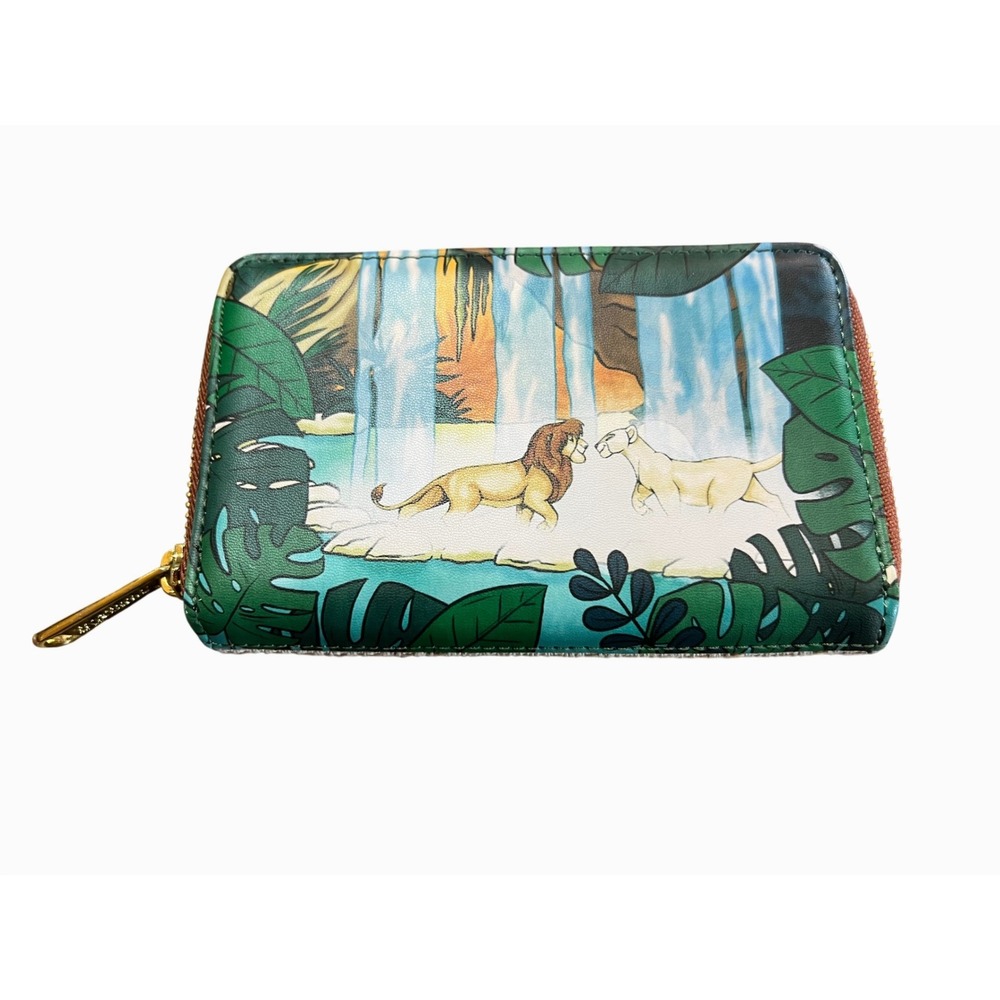 Loungefly Disney Lion King Simba Nala Waterfall Zip Wallet Jungle Woven Tan